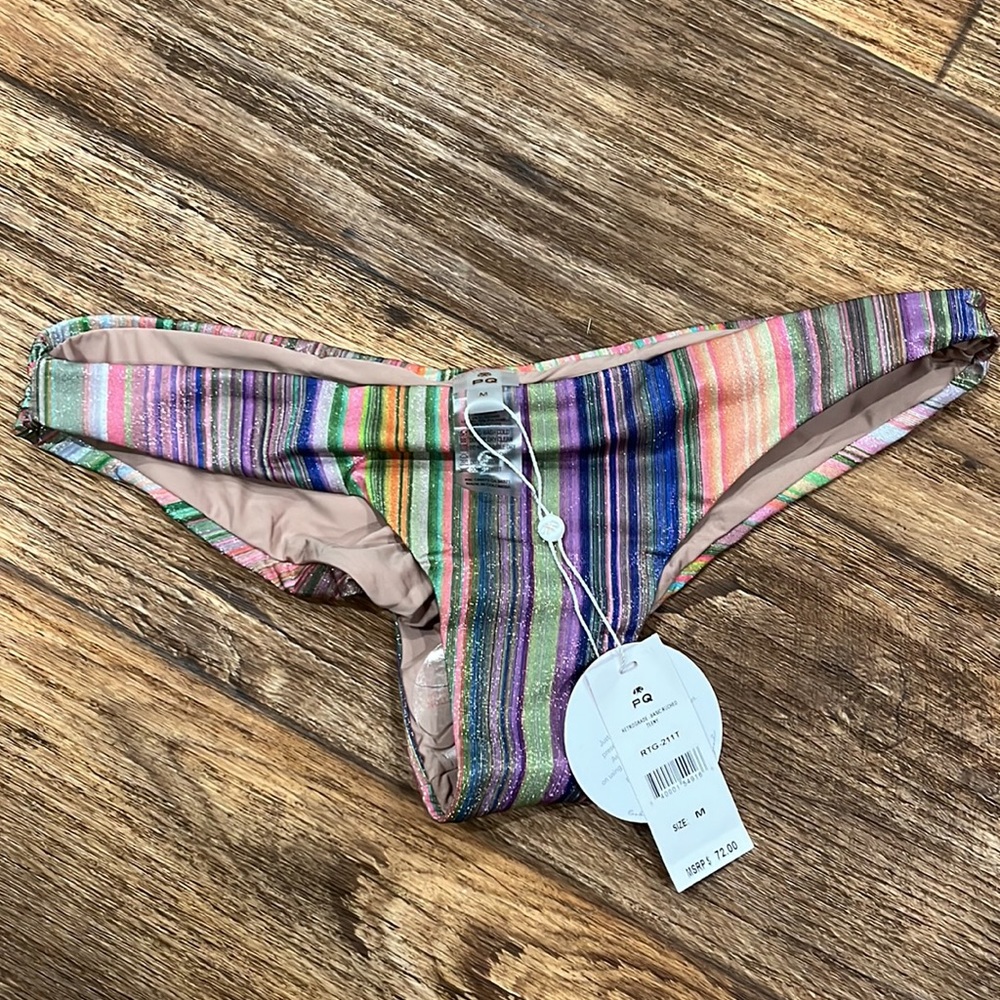 NWT Pilyq Retrograde Basic Ruched Bikini Bottoms Size Medium Teeny Coverage